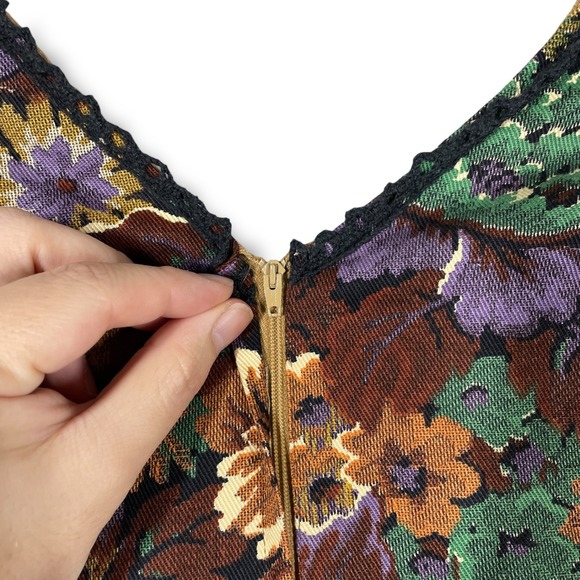 Vtg Gunne Sax California Tapestry Maxi Dress Womens 11 Renaissance Cottagecore - Picture 4 of 9